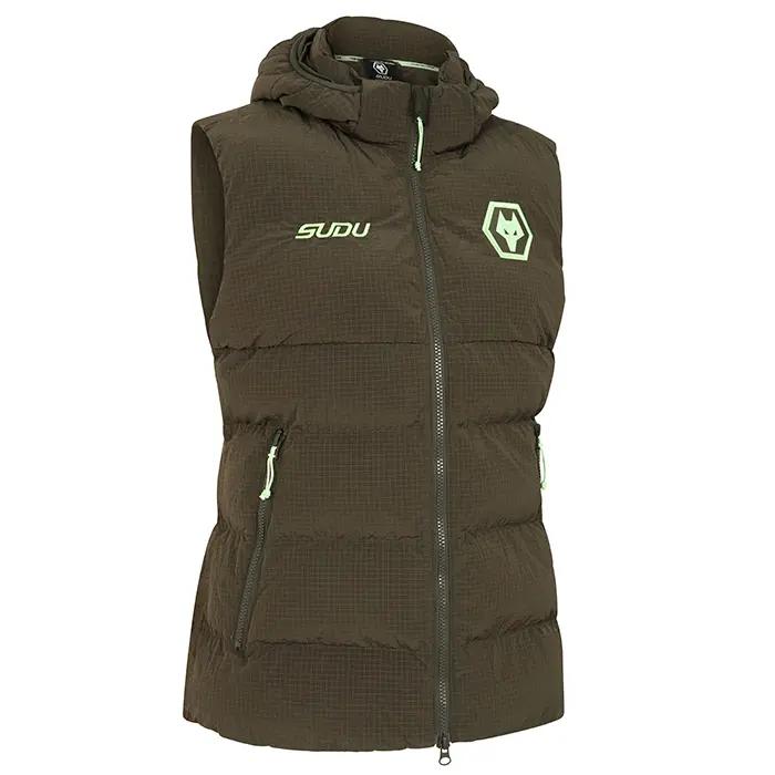 Wolverhampton Wanderers Shop | 2025-26 Travel Gilet – Dark Khaki – Womens Wolverhampton Wanderers Merchandise